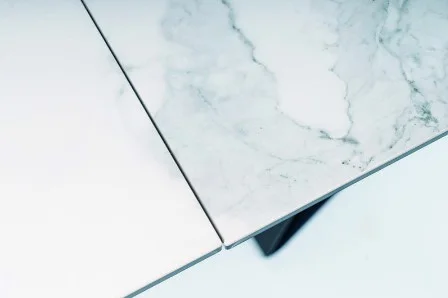 Стол обеденный SIGNAL WESTIN III Ceramic белый мрамор/черный мат 180-260/90