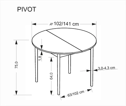 Стол обеденный HALMAR PIVOT кашемир/натуральный 102-142/102