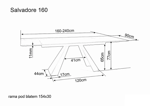 Стол обеденный SIGNAL SALVADORE Ceramic Diamond Cream кремовый/черный мат 160-240/90