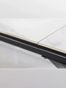 Стол обеденный SIGNAL LOGAN Ceramic белый/черный мат 160-200/90