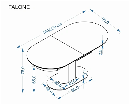Стол обеденный HALMAR FALONE светлый травертин/кашемир 180-220/90