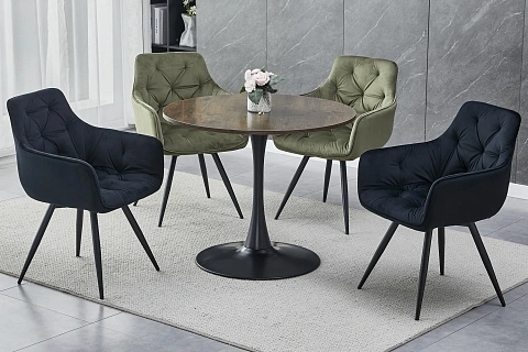 Стол обеденный SIGNAL AMADEO II орех/черный мат 90