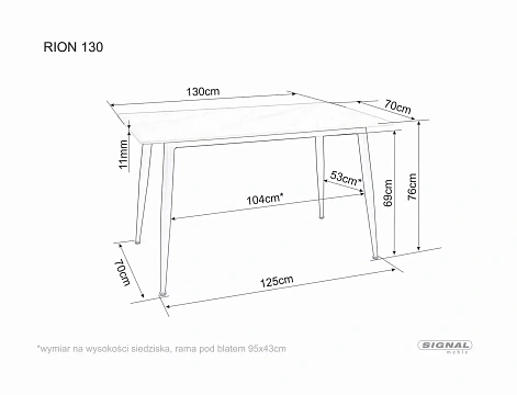 Стол обеденный SIGNAL RION серый/черный 130/70