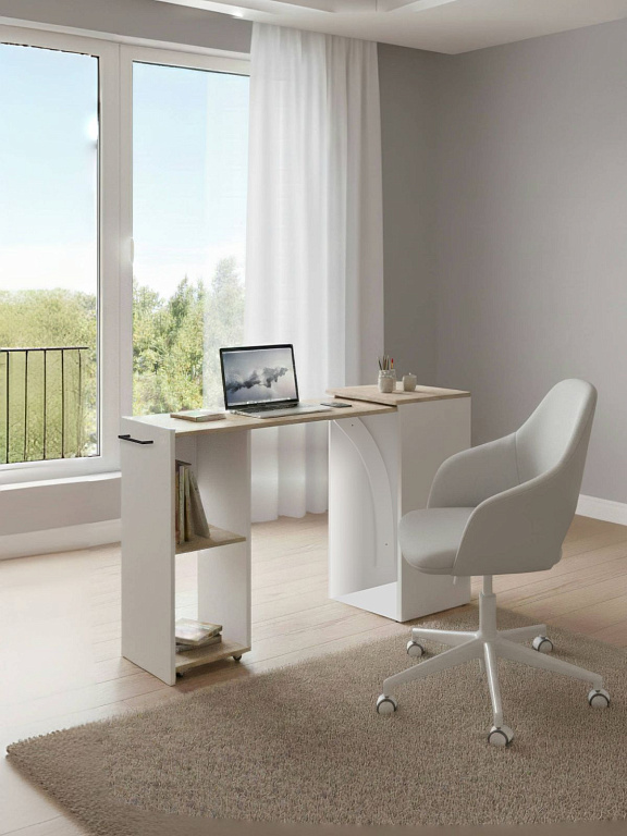 Стол-тумба (Белый/Гикори Кингстон)  Mobi BIU