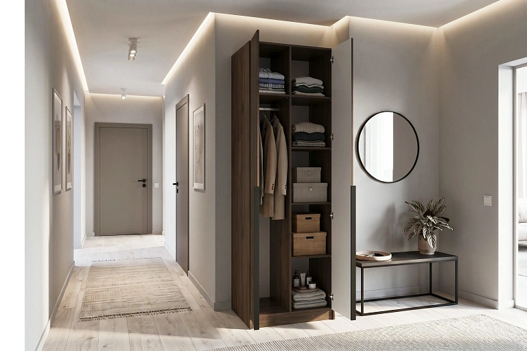 Шкаф (Орех Пекан шоколад/Орех Селект темный)  Mobi SZF2D